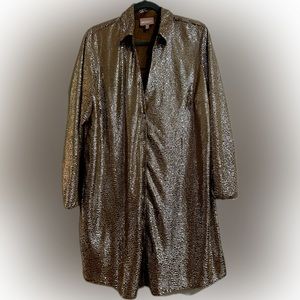 Show Me Your MuMu On Tour Dress Sparkle Long Sleeves Button Front Size XL